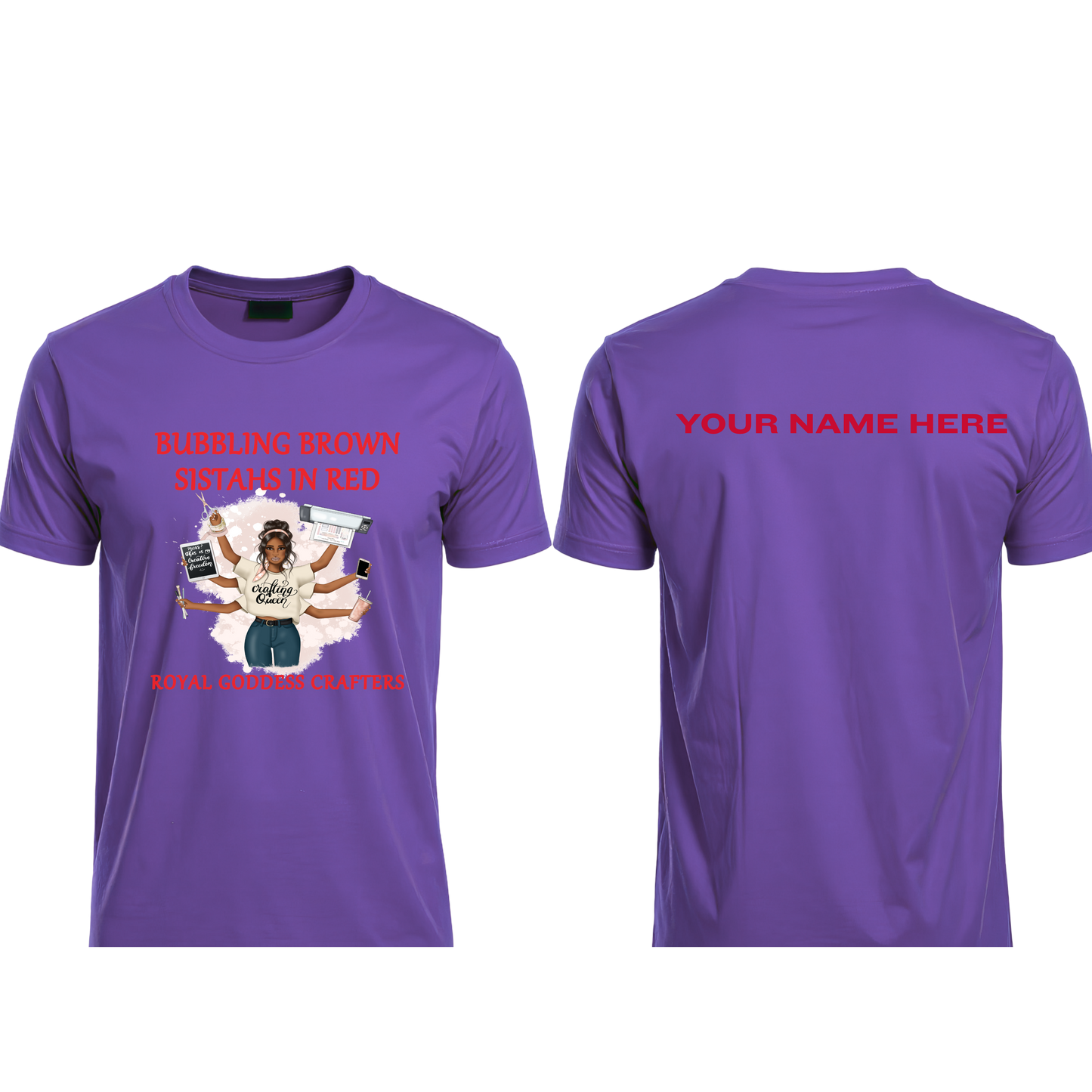 Bubbling Brown Sistahs in Red - Purple Shirt